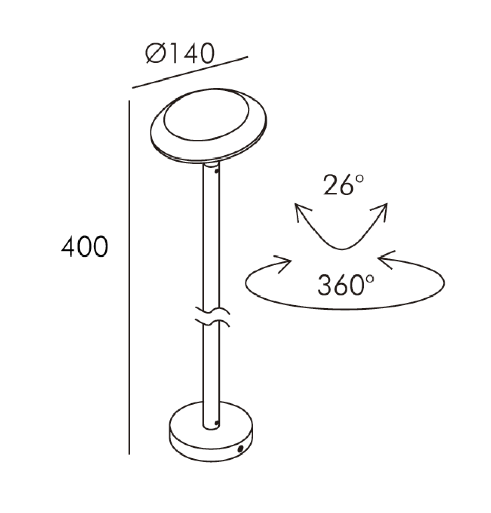 BOLLARD20NIPA2040CM201.png BOLLARD NIPA ORIENTABLE 7W IP65 27K NEGRO Φ140×400 24V