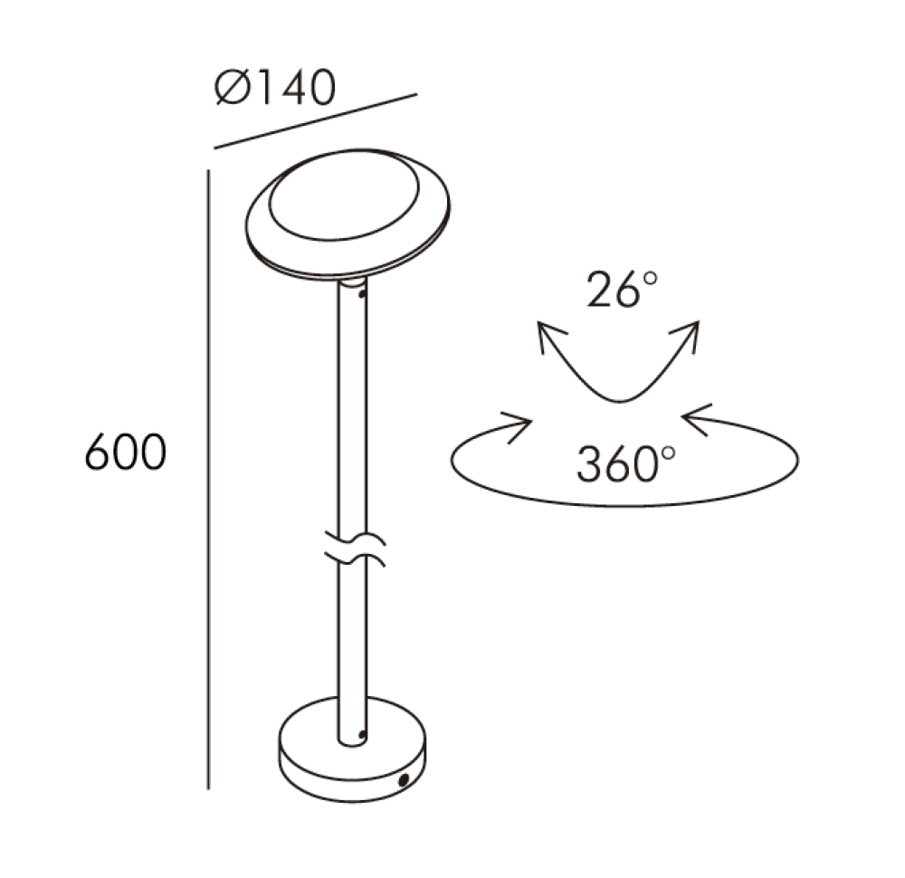 BOLLARD20NIPA2060CM201.png BOLLARD NIPA ORIENTABLE 7W IP65 27K NEGRO Φ140×600 24V