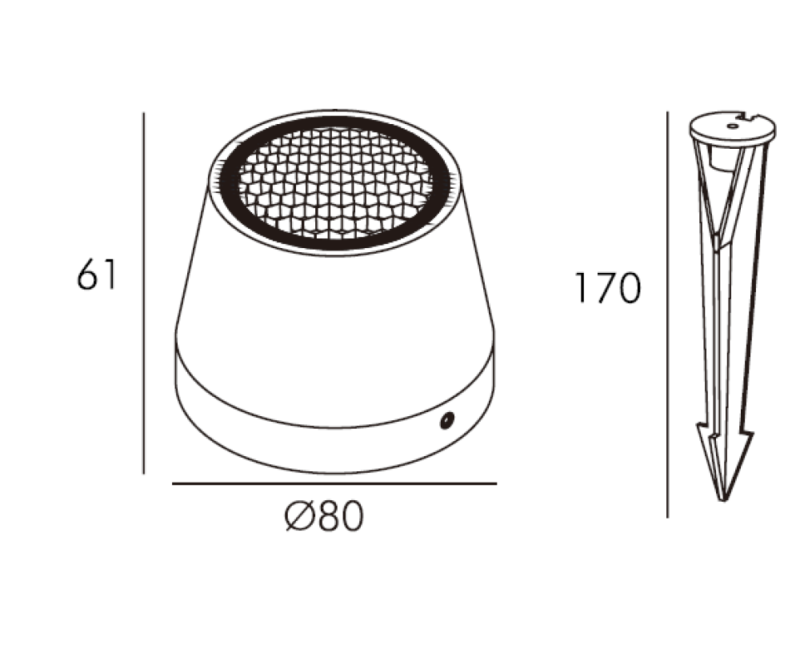 6682-1.png LUMINARIA DE PISO PATAGUA IP65 30K NEGRO Φ80×61MM