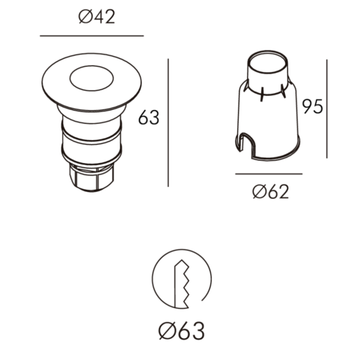 LUMINARIA DE PISO PIRITA UP 3W IP67 27K ALUMINIO